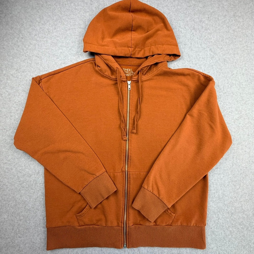 Womens Full Zip Hoodie Burnt Orange L 12-14 Fleece